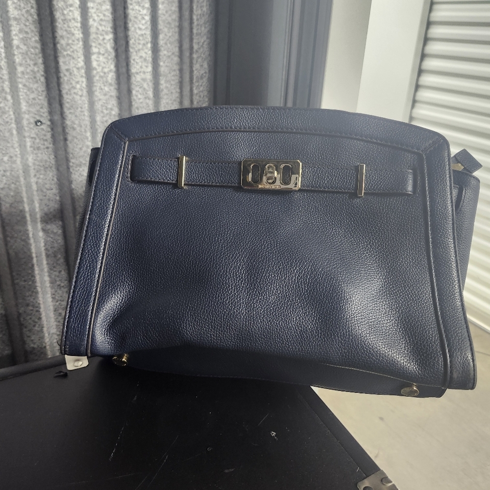 Vintage michael kors bavy blue leather satchel.